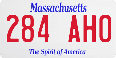 MA license plate 284AH0