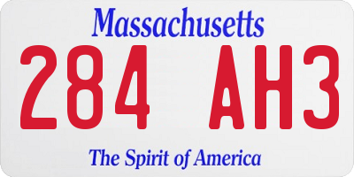 MA license plate 284AH3
