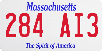 MA license plate 284AI3