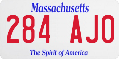 MA license plate 284AJ0
