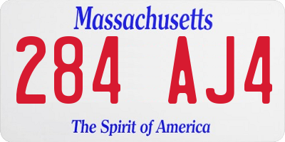MA license plate 284AJ4