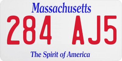 MA license plate 284AJ5