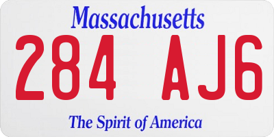 MA license plate 284AJ6