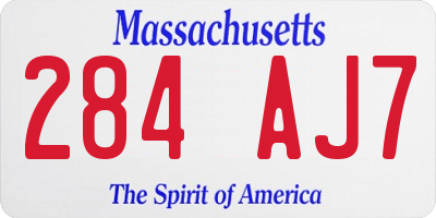 MA license plate 284AJ7