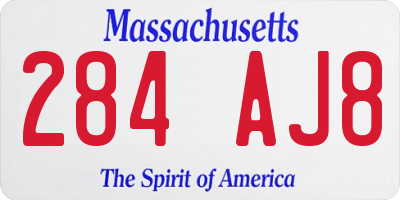 MA license plate 284AJ8