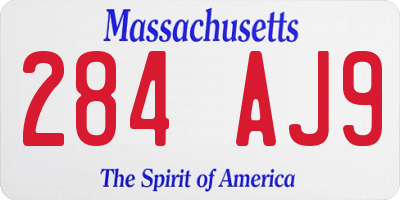 MA license plate 284AJ9