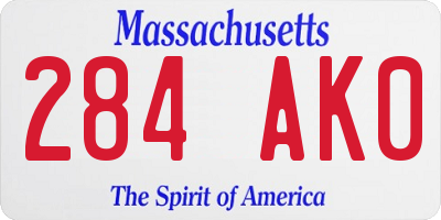 MA license plate 284AK0