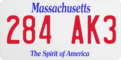 MA license plate 284AK3