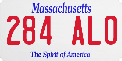 MA license plate 284AL0