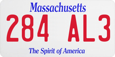 MA license plate 284AL3