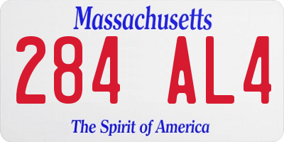 MA license plate 284AL4