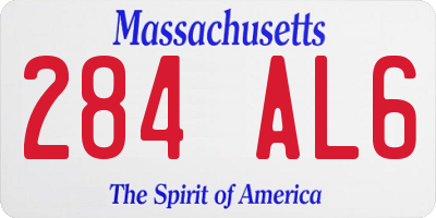 MA license plate 284AL6