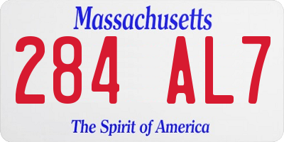 MA license plate 284AL7