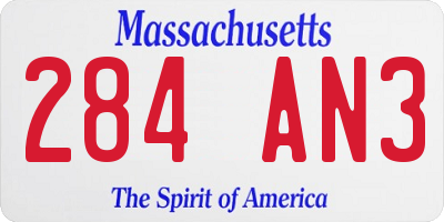 MA license plate 284AN3