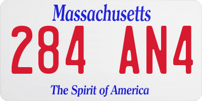 MA license plate 284AN4