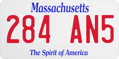 MA license plate 284AN5