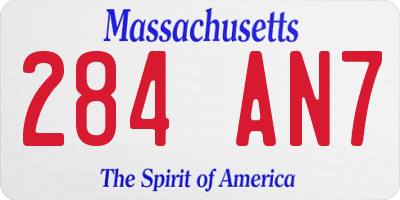 MA license plate 284AN7