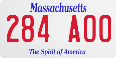 MA license plate 284AO0