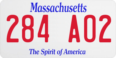 MA license plate 284AO2