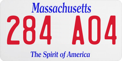 MA license plate 284AO4