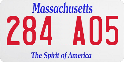 MA license plate 284AO5