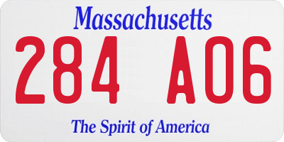 MA license plate 284AO6
