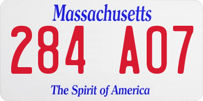 MA license plate 284AO7