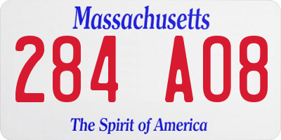 MA license plate 284AO8