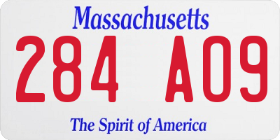 MA license plate 284AO9