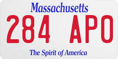 MA license plate 284AP0