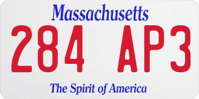 MA license plate 284AP3