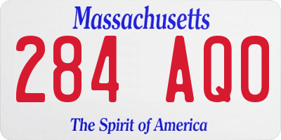 MA license plate 284AQ0