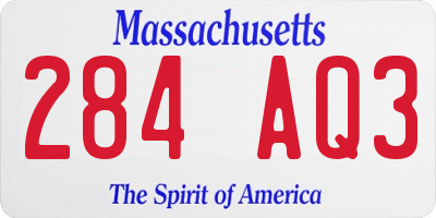 MA license plate 284AQ3
