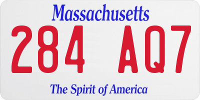 MA license plate 284AQ7