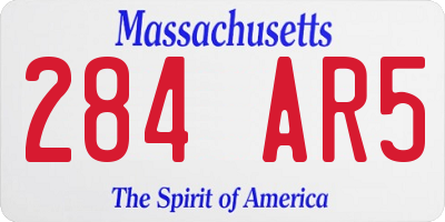 MA license plate 284AR5