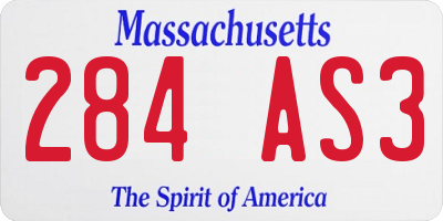MA license plate 284AS3
