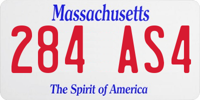 MA license plate 284AS4