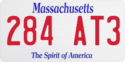 MA license plate 284AT3
