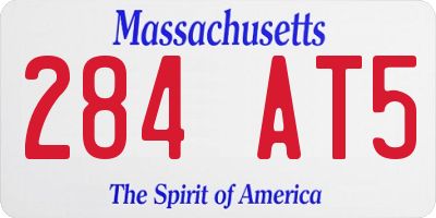 MA license plate 284AT5
