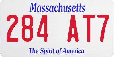 MA license plate 284AT7