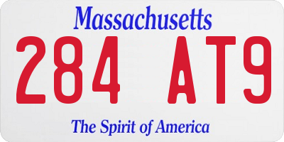 MA license plate 284AT9