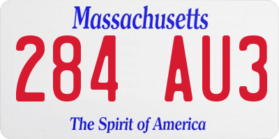 MA license plate 284AU3