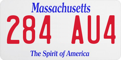 MA license plate 284AU4