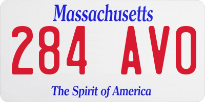 MA license plate 284AV0