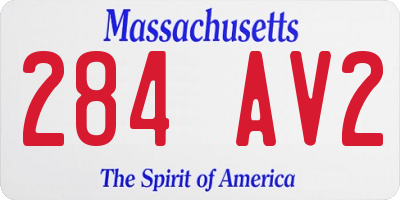 MA license plate 284AV2