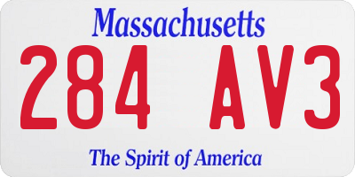 MA license plate 284AV3