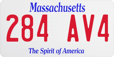 MA license plate 284AV4
