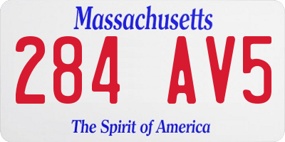 MA license plate 284AV5