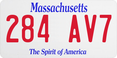 MA license plate 284AV7