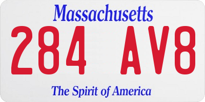 MA license plate 284AV8